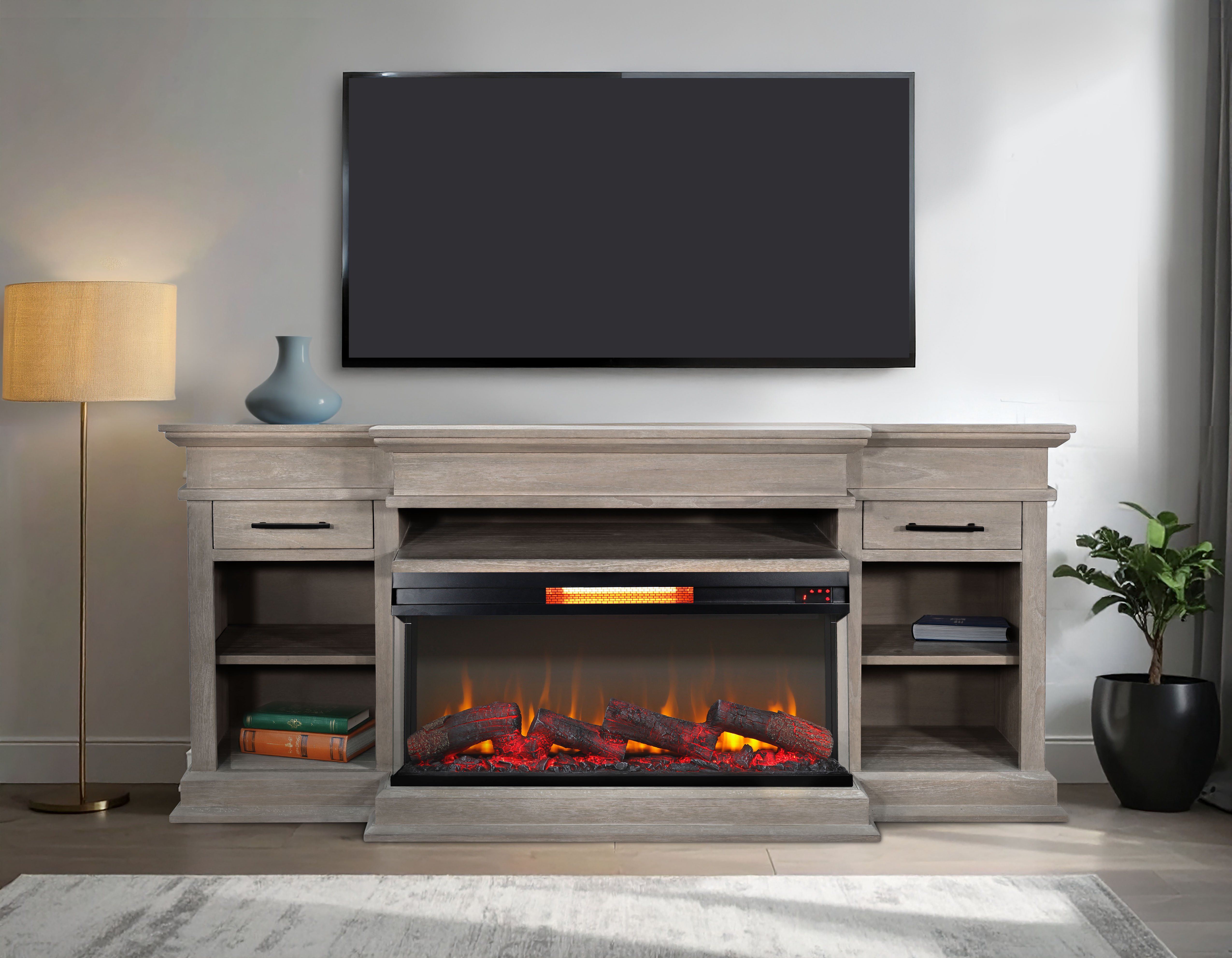 Sunny Designs 72" Media Console With Panoramic Electric Fireplace | Wayfair